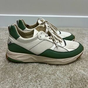 CLAE Men’s leather and fabric cream and green shoes